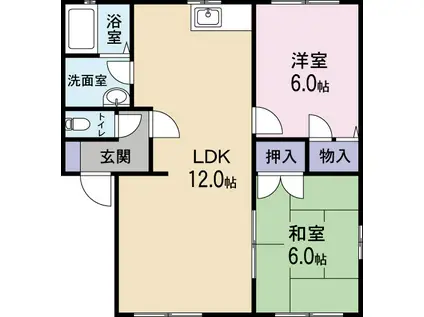 エスティパーク吉永A棟(2LDK/1階)の間取り写真