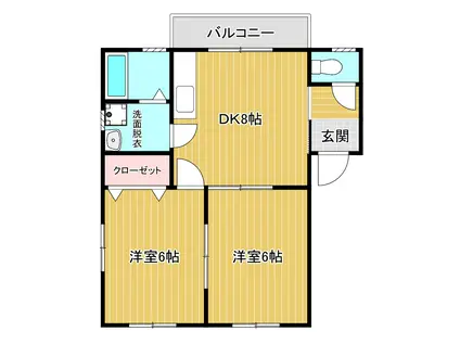 佐々木ハイツ(2DK/2階)の間取り写真