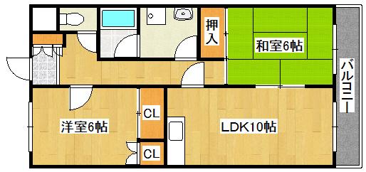 ローズガーデンCOMO(2LDK/4階)の間取り写真