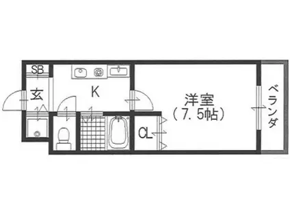 メゾンソレイユ(1K/1階)の間取り写真