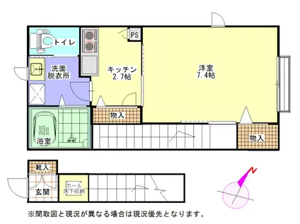 アンビシア(1K/2階)の間取り写真