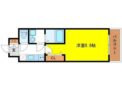 グローハイツ平野本町(1K/6階)の間取り写真