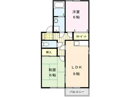 ガーデニアII(2LDK/2階)の間取り写真