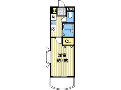 ドミール下山手(1K/3階)の間取り写真