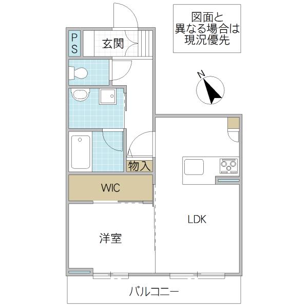 グラント柵町(1LDK/2階)の間取り写真