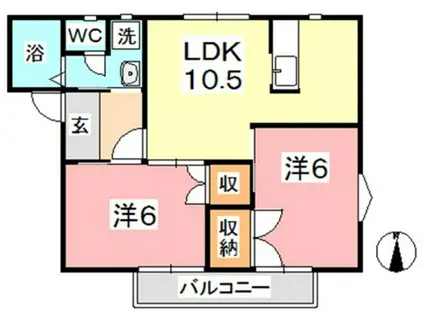 ノアハウス(2LDK/1階)の間取り写真