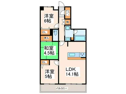 アルファステイツ熊本駅前(3LDK/4階)の間取り写真