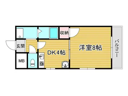 マリンパレス須磨(1DK/3階)の間取り写真