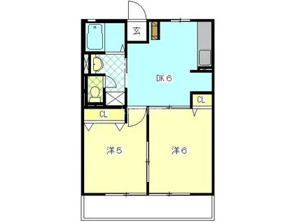 ひまわり(2DK/1階)の間取り写真