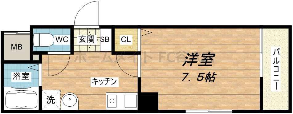 レジェンドール堺筋本町(1K/5階)の間取り写真