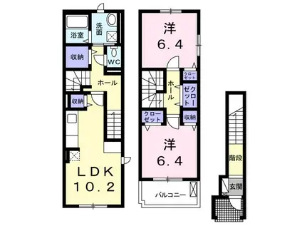 ヴェラルーナ天神(2LDK/2階)の間取り写真