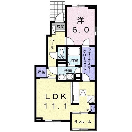 サンリット梶原I(1LDK/1階)の間取り写真