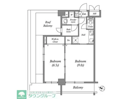 ルクレ代田橋(2K/8階)の間取り写真