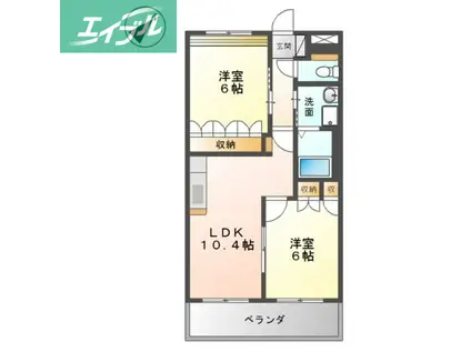 メルヴェーユ(2LDK/2階)の間取り写真