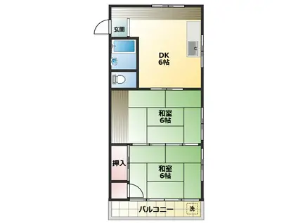 日置マンション(2DK/2階)の間取り写真