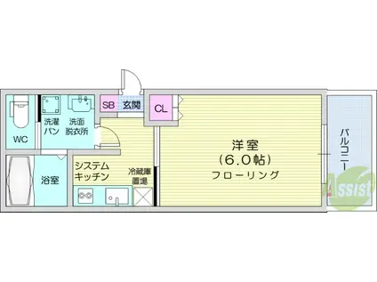 ガーデンパーク八本松A(1K/1階)の間取り写真