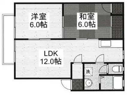 ディアス関 II(2LDK/1階)の間取り写真
