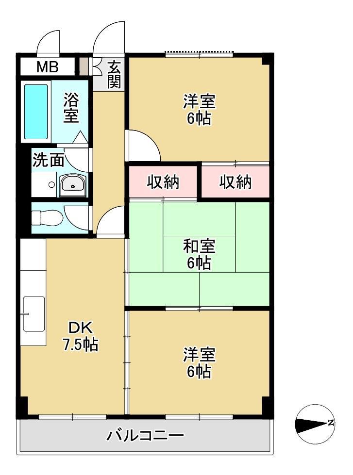 タウンズイノウエ(3DK/3階)の間取り写真