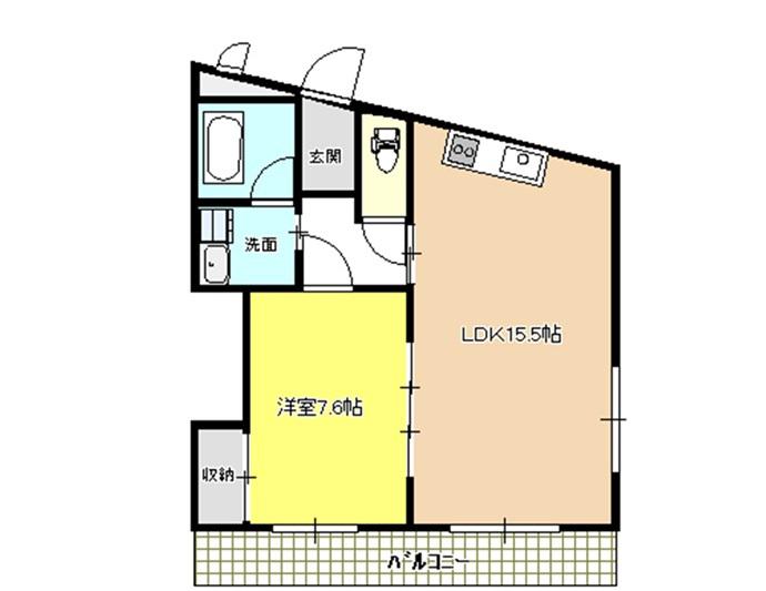 第3ヴィラ柳町(1LDK/2階)の間取り写真