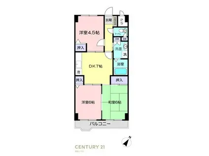 第2原マンション(3DK/4階)の間取り写真