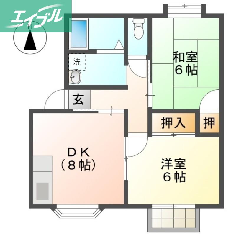 グリーンパーク(2DK/2階)の間取り写真