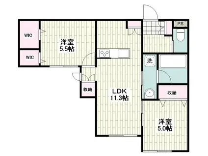 LUANA TERRACE 湘南鵠沼(2LDK/1階)の間取り写真