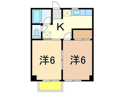 コーポリバーサイドIII(2K/3階)の間取り写真