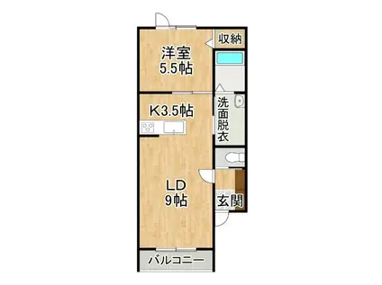 モン・シャトー(1LDK/2階)の間取り写真