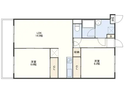 トライアンフ桜馬場(2LDK/1階)の間取り写真
