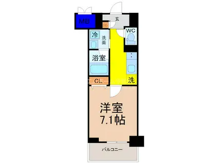 カルマート(1K/4階)の間取り写真