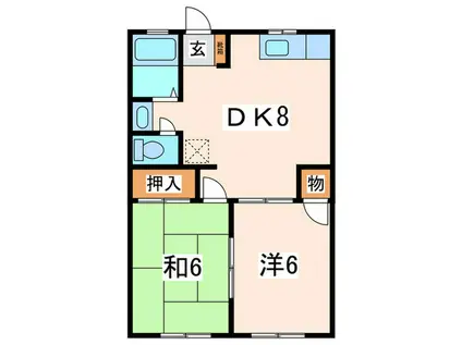 リーベ高部(2DK/1階)の間取り写真