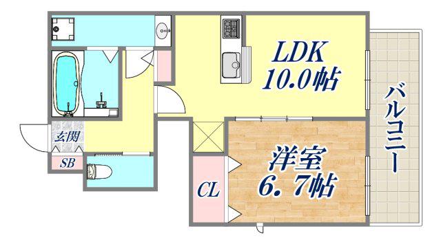 ハーバーコート神戸(1LDK/1階)の間取り写真