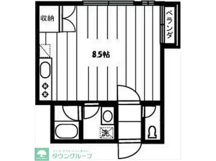 自由が丘アルジャンポルト(ワンルーム/1階)の間取り写真