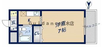 プチハイツ奈良(ワンルーム/4階)の間取り写真
