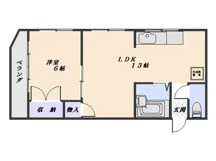 ベイハイム石渡(1LDK/3階)の間取り写真