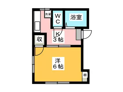 パルコート5(1K/2階)の間取り写真