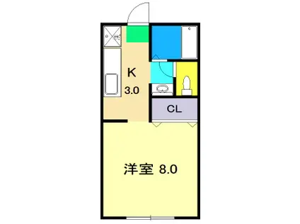 ネオハイツ薊野(1K/1階)の間取り写真