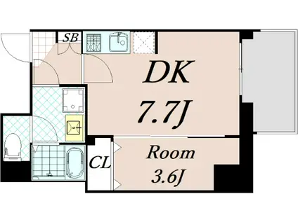 ASCLAIRE京都西院(1DK/2階)の間取り写真