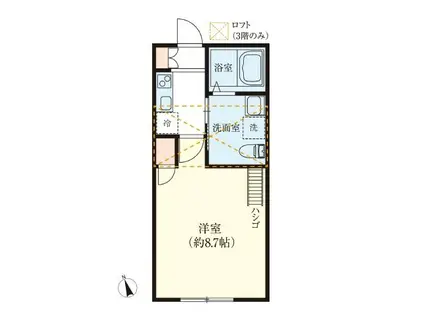 アノンテラス枡形(1SK/3階)の間取り写真
