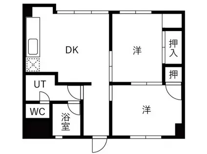 S-COURTBENTEN(2DK/3階)の間取り写真