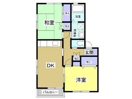 キートスI(2DK/2階)の間取り写真