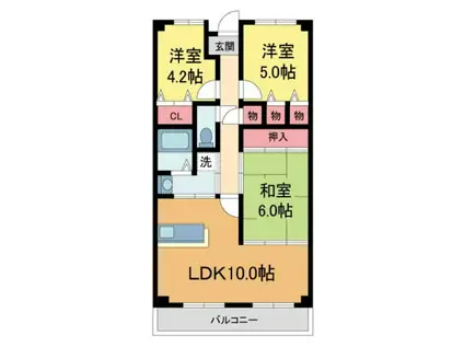 パセオ清荒神(3LDK/1階)の間取り写真