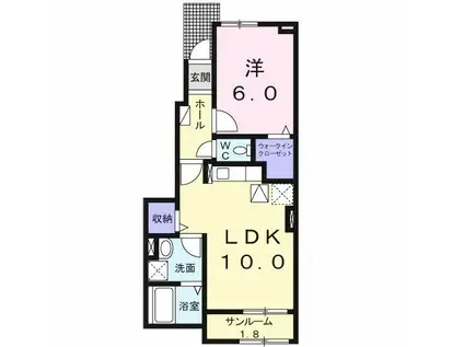 エクラン K(1LDK/1階)の間取り写真