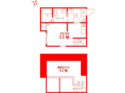 ハーミットクラブハウス横濱藤棚(ワンルーム/2階)の間取り写真
