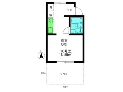 グレン南雪谷(ワンルーム/1階)の間取り写真