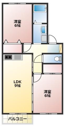 セジュールハピネスA(2LDK/2階)の間取り写真