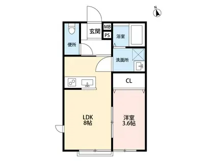 ルガーノ(1LDK/2階)の間取り写真