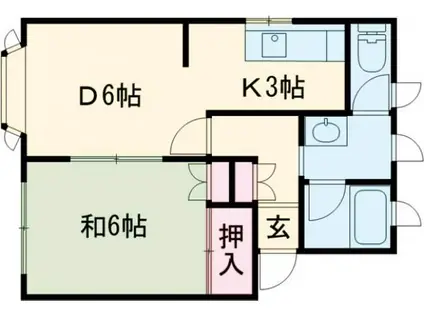 マンションサンシティIII(1DK/2階)の間取り写真