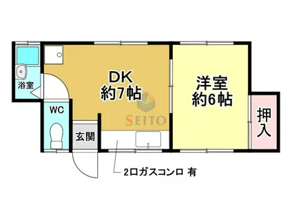ユーハイツ園田(1DK/2階)の間取り写真