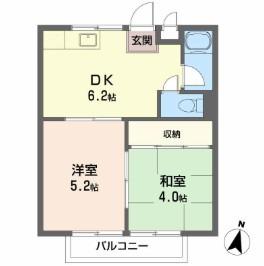 小川コーポ(2DK/2階)の間取り写真